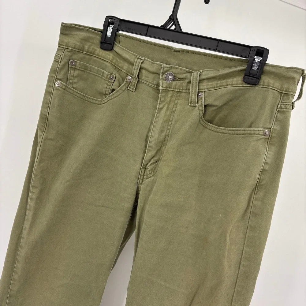 Levi's 514 Straight Fit Pants Mens 34x32 Olive Green Twill Chinos 5-Pocket